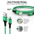 thumbnail image 3 of USB C Cable, Type C Cables 10FT Hootek 3 Pack Type C Charging Cable USB Cable Cord Type C to USB A Cord Android Type C Charging Cords Phone Cables Fast charging cable for Samsung, Multicolor, 3 of 8