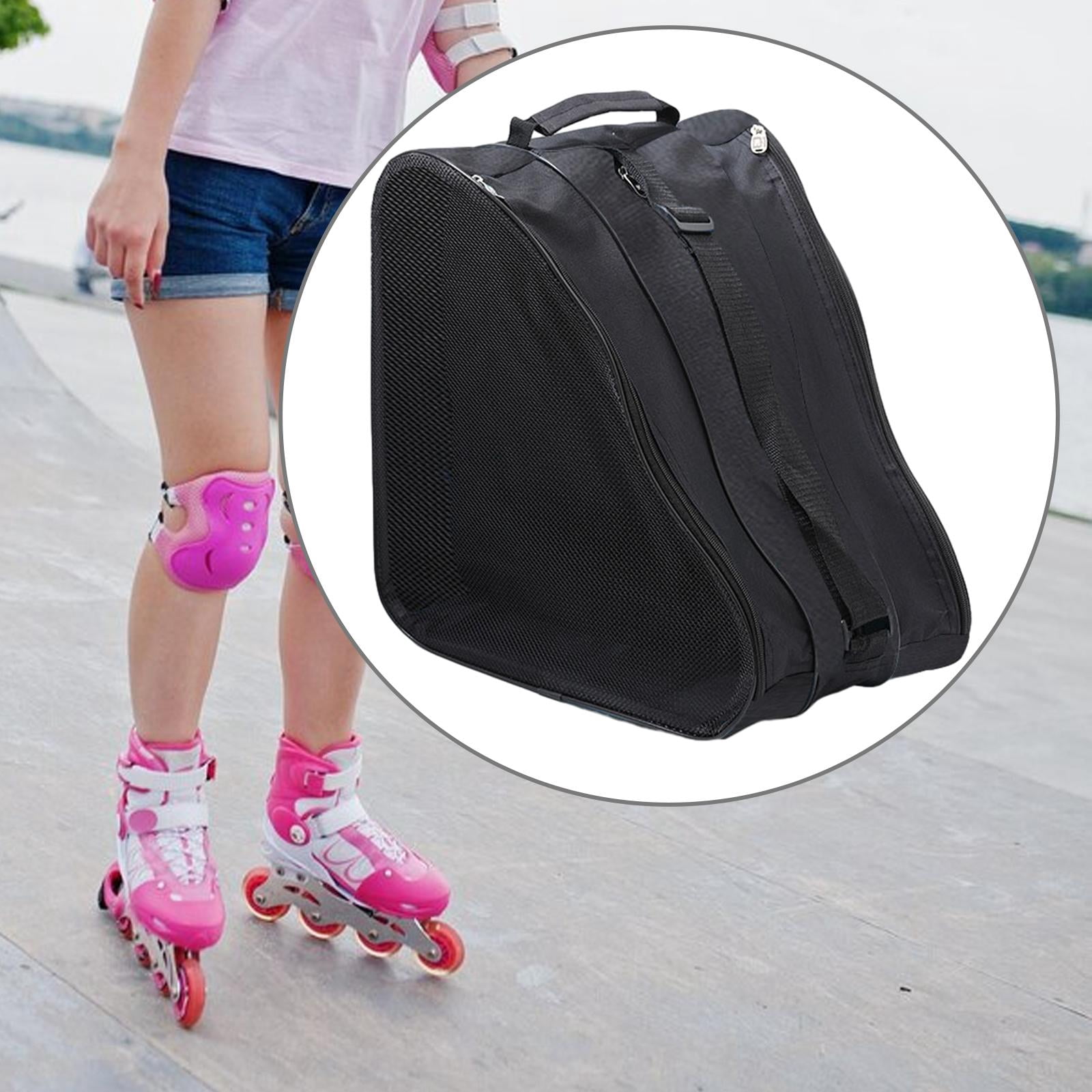 Skating Shoes Bag Durable Skates Storage Bag Ice Skates Bag Roller Skates Bag Black