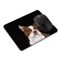 WIRESTER 8.66x7.08 in Rectangle Mouse Pad with Non-Slip Rubber Base for Computers, Laptop, Office & Home - Boston Terrier Red and White Dog