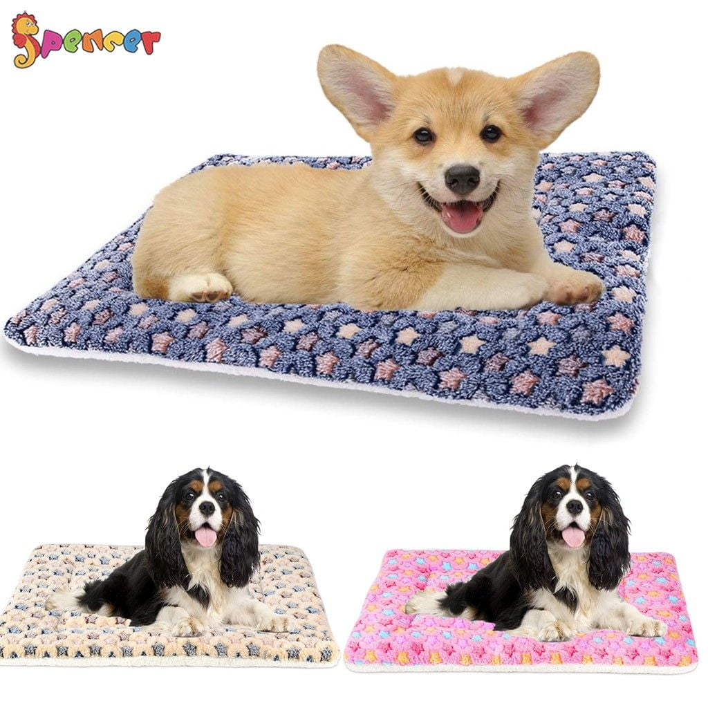 Spencer Large Dog Cat Pet Sleep Mat Soft Warm Reversible Fleece Crate Bed Mat Kennel Cage Cushion for Large Medium Small Dog Cat (L, Pink)