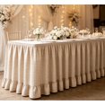 thumbnail image 5 of Khaki Checkered Ruffled Table Skirt, Detachable Wrap‑Around Table Curtain With Fastener Tape, Under‑Table Concealment Cover For Wedding Banquet, Buffet, Party, Podium Decoration (Khaki), 5 of 6