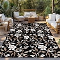thumbnail image 2 of Black White Floral Outdoor Rug 3x5 Ft - Reversible Patio Rug Outdoor Camping Rugs, Farmhouse Vintage Botanical Leaves Washable Indoor Outdoor Area Rugs, Non-Slip Outdoor Carpet Runner for Deck/Porch, 2 of 8