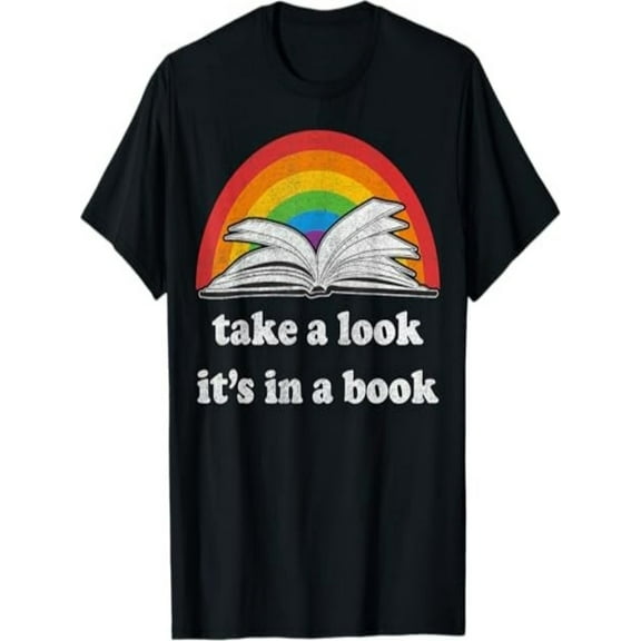 BESTLUCKY take a look it's in a book reading vintage retro rainbow T-Shirt
