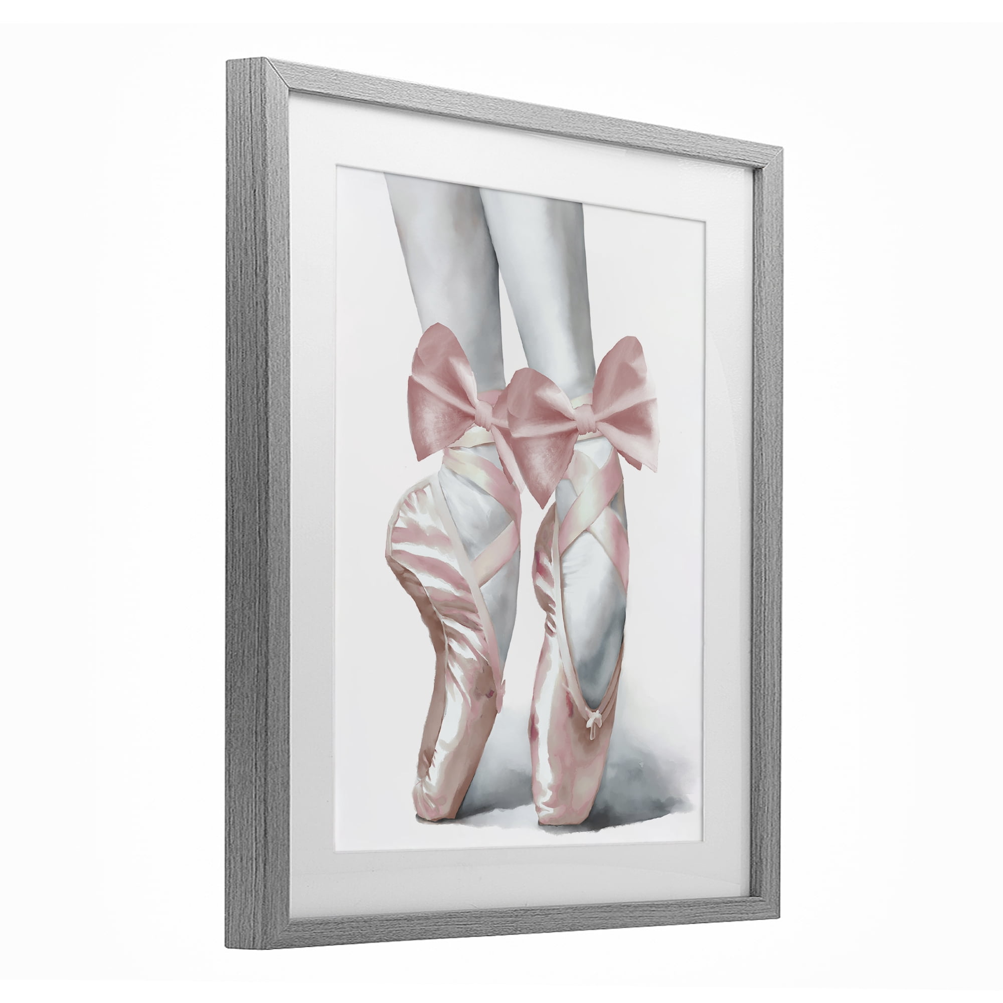Stupell Industries Ballet Pointe Shoes Gray Framed Print Under Glass, design by Elizabeth Medley