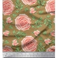 thumbnail image 1 of Soimoi Brown Cotton Poplin Fabric Rose Leaves Print Fabric by Yard 42 Inch Wide, 1 of 3