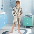 thumbnail image 5 of FORMRS Kids Bathrobe Unisex Hooded Robe Toddler Pajamas Sleepwear, Size 7-9T, Brown Abstract Stripes, 5 of 7