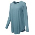 thumbnail image 2 of A2Y Women's Premium Solid Long Sleeve Round Hem Crew Neck Top Shirt Titanium L, 2 of 7