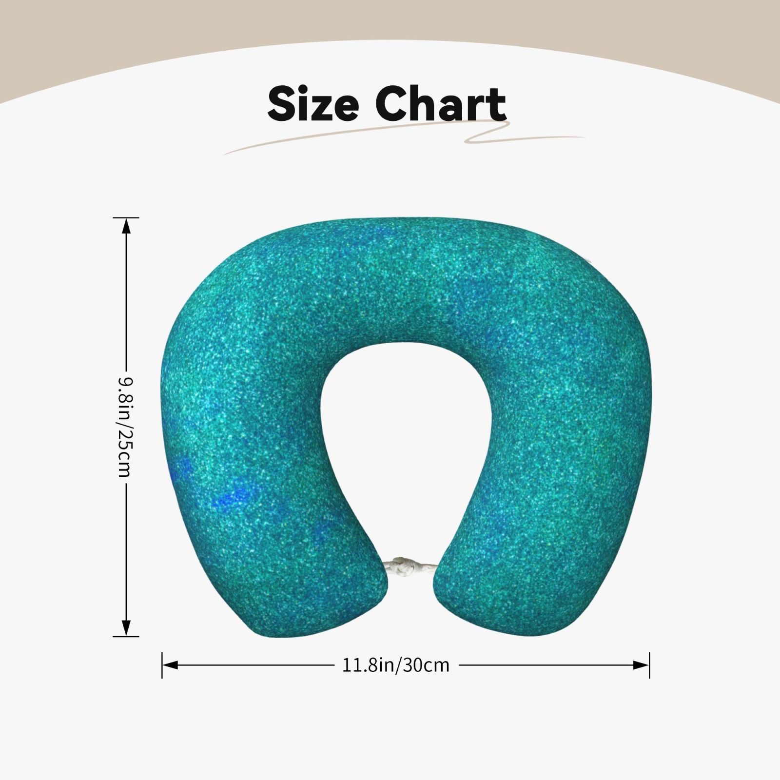 Xecao Blue Green Glitter Print Memory Foam Cervical Neck Pillow Versatile U-Shaped Pillows for Home,Office,Camping,Travelling,Soft Washable Cover
