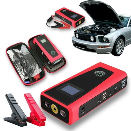 Indigi® Sleek Portable 12000mAh Emergency Car Jump Starter & Power Bank Travel Kit for SmartPhones +