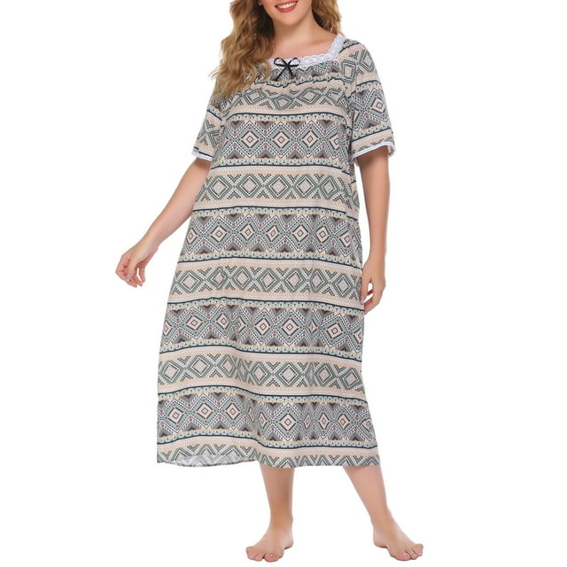Vestido, Vestido de tumbona para mujer, camisones sueltos de talla grande Vintage, pijamas para desc Abody Amarillo/Extragrande