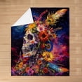 thumbnail image 3 of Halloween Sugar Skull Throw Blanket Vintage Hippie Dasiy Rose Colorful Flowers Bed Blanket for Kids Teens Adults Gradient Outer Space Galaxy Dreamy Flannel Blanket for Chairs Baby 30x40, 3 of 6