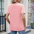 thumbnail image 4 of Women's Short Sleeve Blouses Dressy Casual Crew Neck Chiffon Shirt Fashion Summer Loose Pleated Tunic Tops (Pink M), 4 of 6