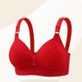 thumbnail image 2 of Bras for Women Plus Size Embroidery Lace Full Coverage Wireless Push Up Non Padded Everyday Minimizer Bra,Red 2,36 C, 2 of 5