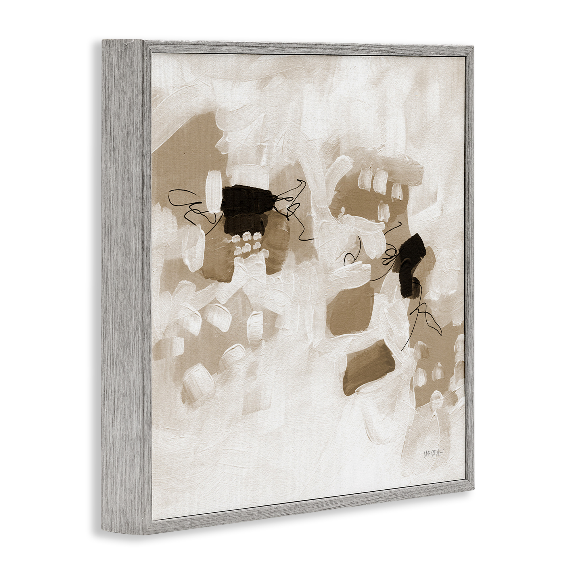 Stupell Industries Boho Classic Conservatory Abstract Painting Gray Framed Art Print Wall Art, 17 x 17