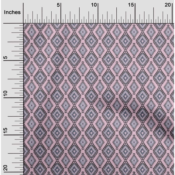 oneOone Organic Cotton Voile Fabric Argyle Style Ikat Print Fabric By The Yard 42 Inch Wide