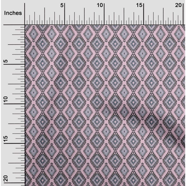 oneOone Viscose Chiffon Fabric Argyle Style Ikat Print Fabric By Yard 42 Inch Wide