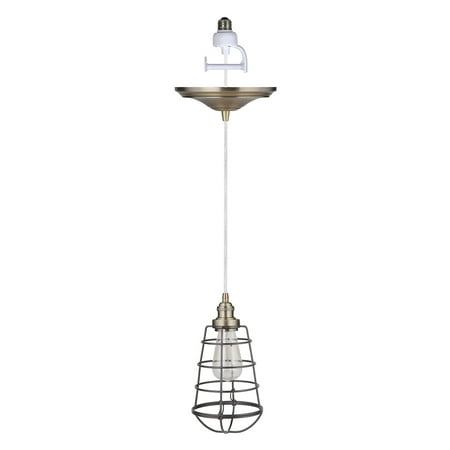 Wire Cage Pendant Instant Pendant Recessed Light Conversion Kit Brushed Brass and Brushed Bronze Wire Cage Shade ()