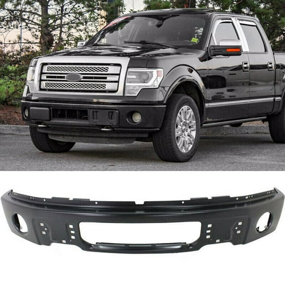 NINTE Front Bumper Face Bar for 2009-2014 Ford F150 Pickup W/ Fog Matte Black