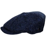 Harris Tweed Skye Wool Newsboy Cap - M - Blue/Black