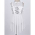 thumbnail image 4 of YONGHS Costumes de Danse Lyrique Enfants Filles Paillettes Dos Croisé Justaucorps de Ballet Robe Blanc 16, 4 of 6