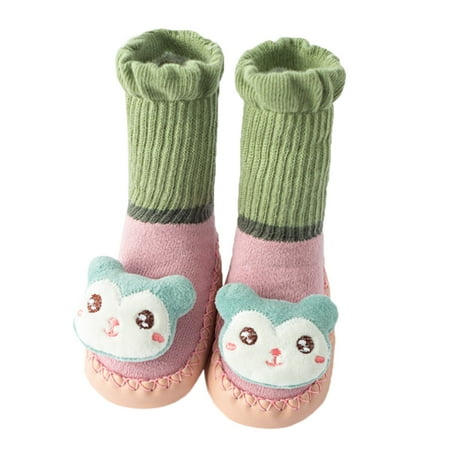 

kpoplk Toddler Walking Shoes Autumn And Winter Comfortable Baby Shoes Cute Cartoon Animal Shape Children Slippers For Kids(Green)