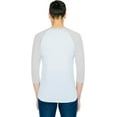 thumbnail image 4 of American Apparel Unisex 50/50 Raglan 3/4 Sleeve T-Shirt - USA Collection, Light Blue/Heather Grey, 2X-Large, 4 of 5