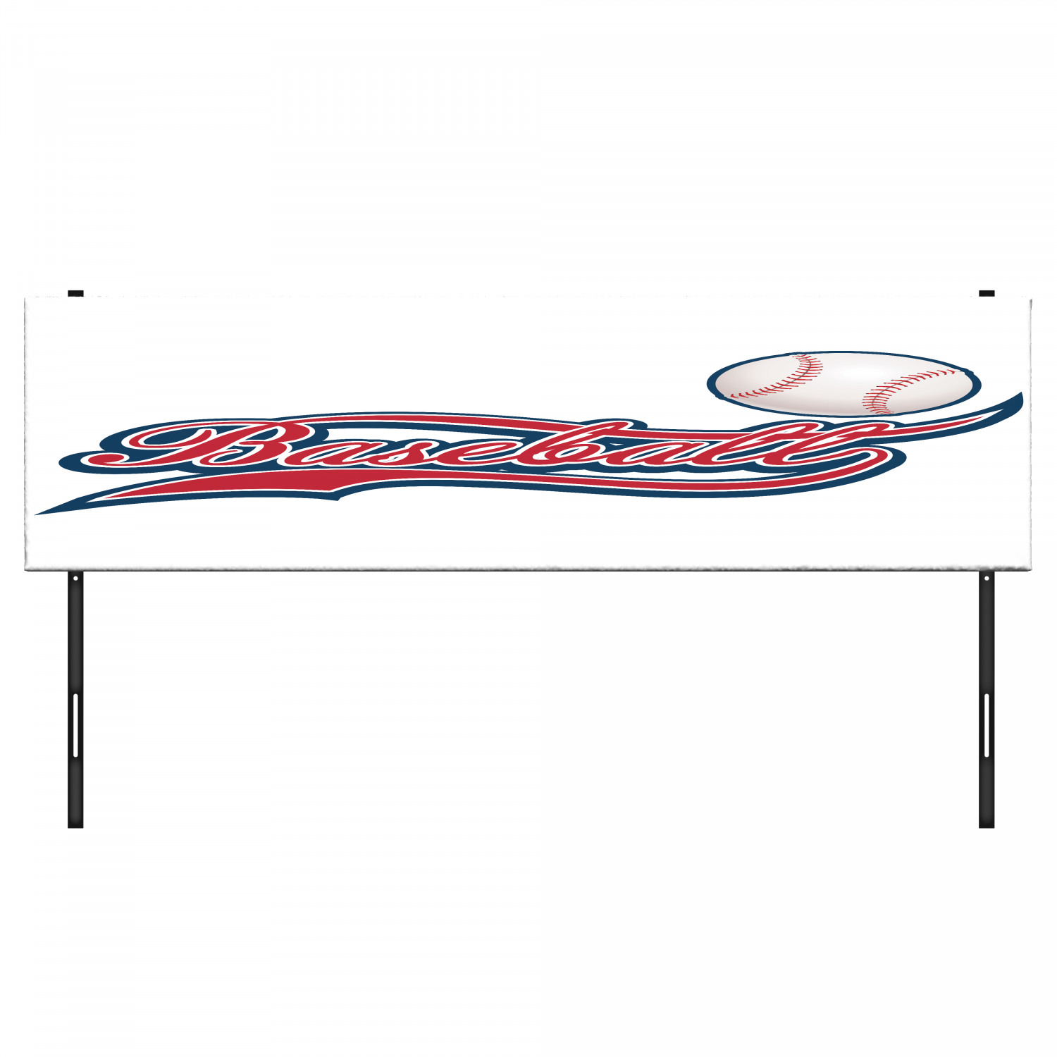 Sports Headboard, Baseball Ball Sporting Pastime National Sport Athleticism Entertainment, Upholstered Decorative Metal Bed Headboard with Memory Foam, King Size, Night Blue Red White, by Ambesonne - image 3 of 4