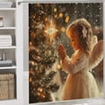 thumbnail image 5 of Shower Curtain Sets 4 Piece Christmas Angel Bath Mat U-Shaped Floor Mat Toilet Lid Oval Rug Christmas Angel Girl Bathroom Decor Set for Bathtub Decor 72inch X 72inch, 5 of 8