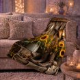 thumbnail image 6 of Western Sunflower Rustic Farmhouse, Cozy Botanical Garden Scene, Warm Flannel Blanket for Ranch House and Living Room, Animal Lovers Birthday Gift, Rustic Home Decor, 6 of 9