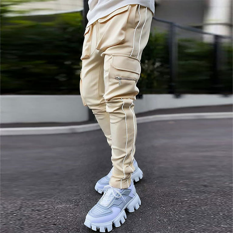 Men's Straight Leg Stretch Cargo Pant Casual Regular Fit Multi Pockets  Hiking Pants Fashion Drawstring Streetwear Work Pants 