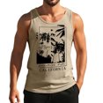 thumbnail image 2 of Men's California Palm Tree Graphic Tank Top with 'Enjoy Every Moment of Life' Quote and Sleeveless Muscle Shirt Featuring Vintage Summer Vibes Light Green XXXXL, 2 of 4