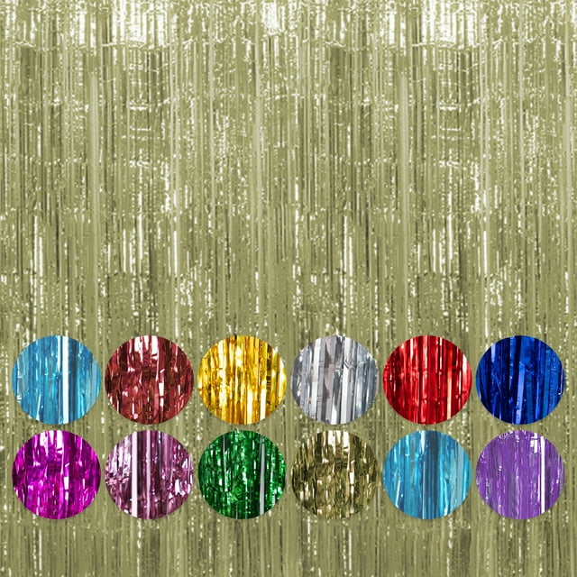 Youkk Glittering Backdrops Shimmer Metallic Streamers For Mesmerizing Decor Premium Easy To Assemble Champagne 8.2ft,1pc 3Set