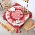 thumbnail image 2 of Red White Tie Dye Mandala Pattern Square Tablecloth,Waterproof Square Table Cover,Wipeable Spillproof Washable Table Cover for Home Kitchen Party Decor 52"x52"(132x132cm), 2 of 6