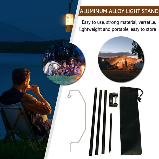 Soporte De Soporte De Fijación De Luz De Camping Soporte de luz plegable para acampar Soporte de lámpara ajustable (gancho en forma de C negro)