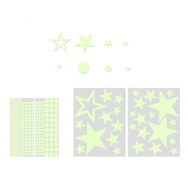 Bearachild 435 piezas pegatinas luminosas fondos de pantalla fluorescentes estrellas papel adhesivo PVC Pasters tema autoadhesivo calcomanías de Decoración del hogar 77GVerde435pcs