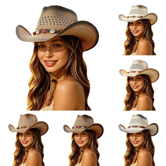 jiaxiM Straw Cowboy Hats for Women and Men Wide Brim Woven Cowboy Hat Western Cowgirl Hats Women for Country Concert Outfits