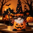 thumbnail image 4 of Halloween Gnome Plush Dressed in Pumpkin Outfit, Spooky Faceless Doll Ornament with Tall Witch Hat and Wand, Soft Fabric Swedish Tomte Elf Figurines for Table Tiered Tray Home Office Decor, A, 4 of 6