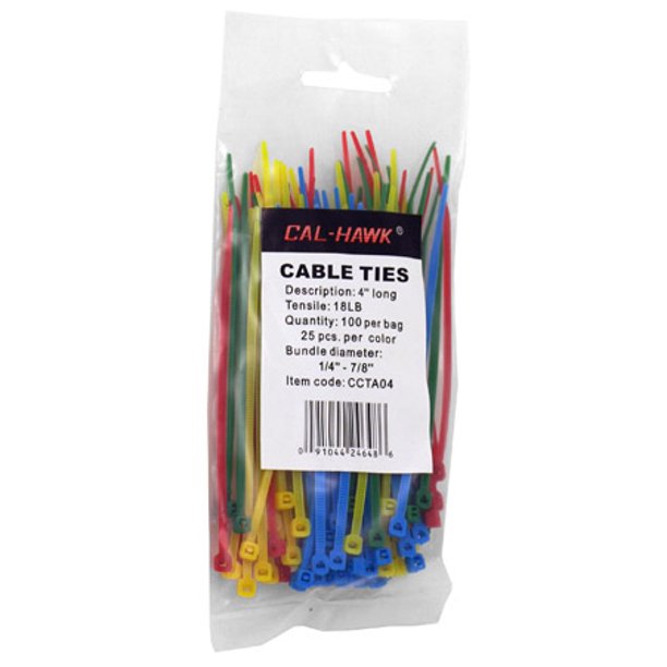 100pc. 4" Colored Zip Cable Ties