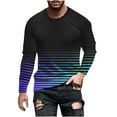 thumbnail image 2 of S-4X Big & Tall T Shirts for Men Plus Size Long Sleeve Crewneck T-Shirts Mens Casual Stripe Printed Pullover Slim-Fit Basic Athletic Workout Tees Tops, 2 of 5