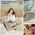 thumbnail image 5 of Full Bed Frame with Natural Rattan Headboard, Sturdy Metal Base, Boho-Style Cane Mattress Support, No Box Spring Needed, 5 of 11