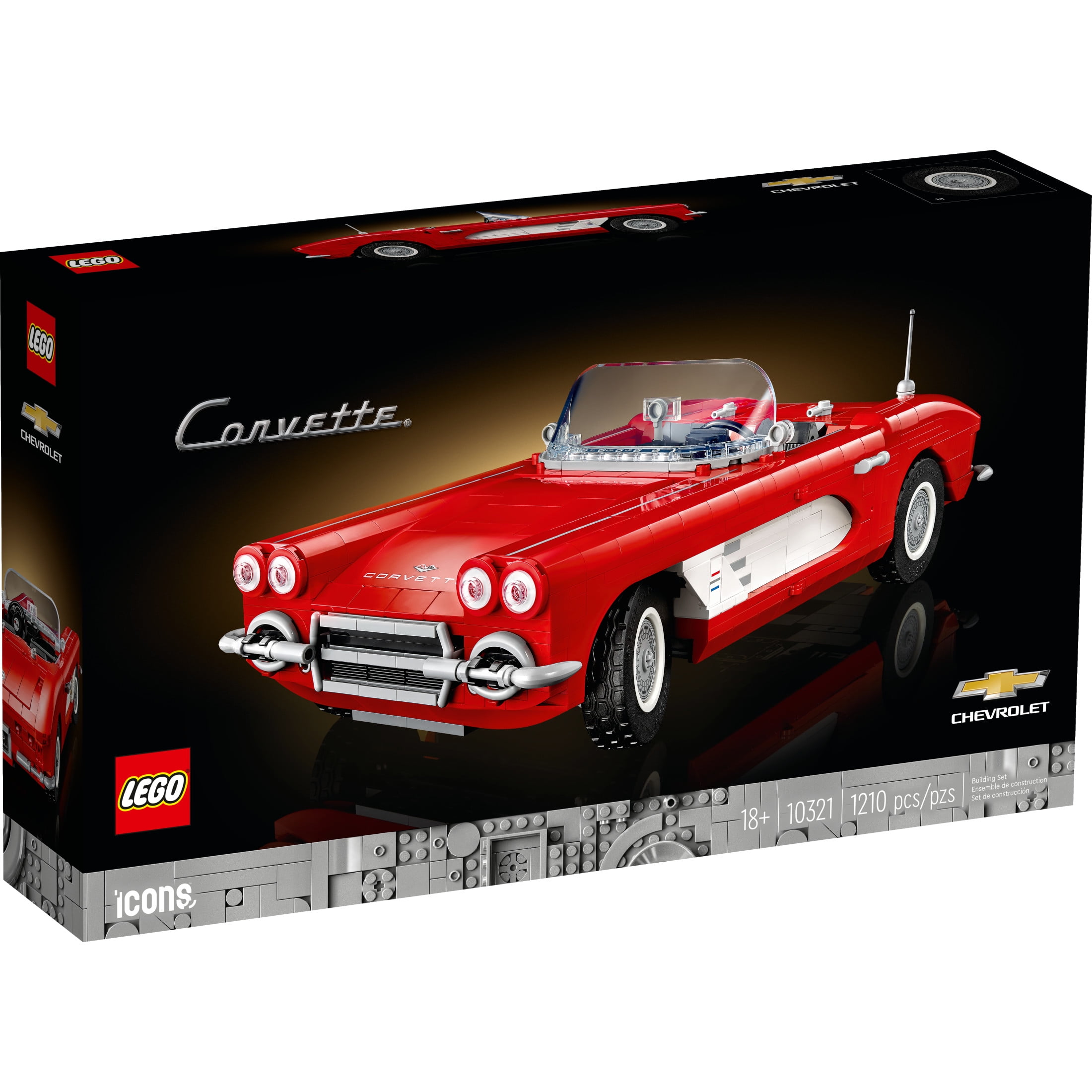 LEGO Icons Corvette Model Car Kit - Buildable DIY Classic Corvette Set for Adults, Ages 18+ - Birthday Gift Idea for Fans of Classic Cars - 10321