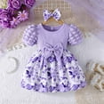 thumbnail image 2 of Toddler Girls Dresses Floral With Bow Headscarf Spring Summer Two Piece Set Dress Robe Fille Size 18-24 Months, 2 of 7