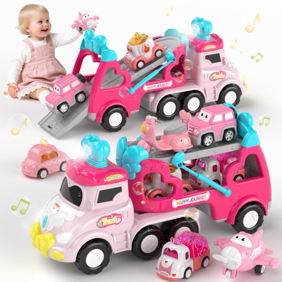 Truck Toy Newcrave 7 en 1, luz rosa y música para niñas