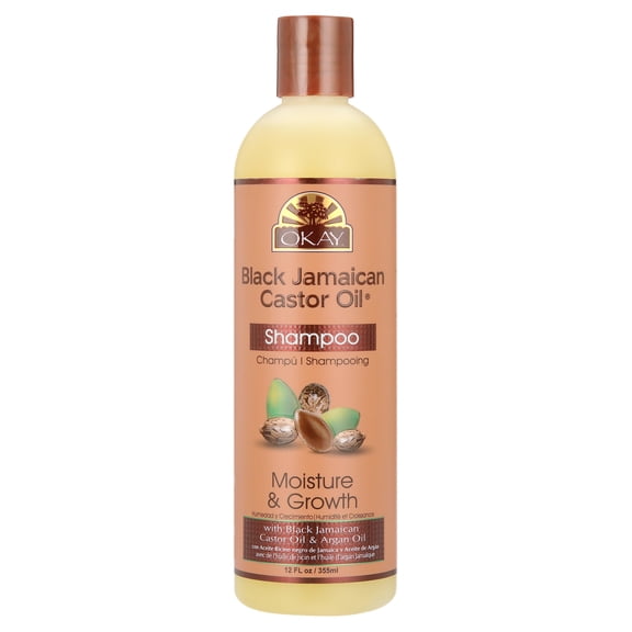 Okay Pure Naturals Black Jamaican Castor Oil Moisture Hair Growth Shampoo w/ Argan Oil, Nourishing Hair Care Formula, 12 oz
