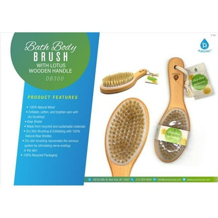 Bath Body Brush with Lotus Wooden Handle