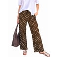 thumbnail image 2 of Polka Dot Pants Women Y2K Print High Waisted Drawstring Wide Leg Pants Vintage Boyfriend Pants Dark Brown XL, 2 of 9