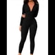 thumbnail image 2 of Mono Ajustado de Larga Acanalado con Cremallera Frontal para Mujer Negro XXL, 2 of 6