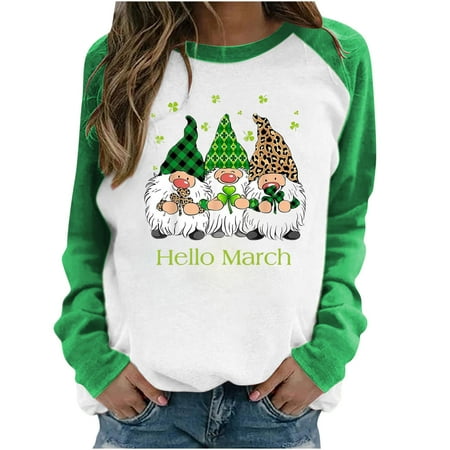 

SOOMLON St. Patrick s Day Scrub Tops for Womens Funny Clover Print Nurse Working Uniform Short Sleeve V Neck Tees with Pockets Fashion Round Neck Long Sleeve Print Casual T-Shirt Green XXL