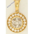 thumbnail image 2 of 18k Yellow Gold Princess & Round elegant circular modern diamond pendant with set bezel(1.01 ct, H, VS), 2 of 3
