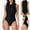 Black, variant on Boyleg One Piece Swimsuits for Women Summer Beach Half Zipper Sleeveless Bathing Suit Athletic Seaside Solid Color Swimwear